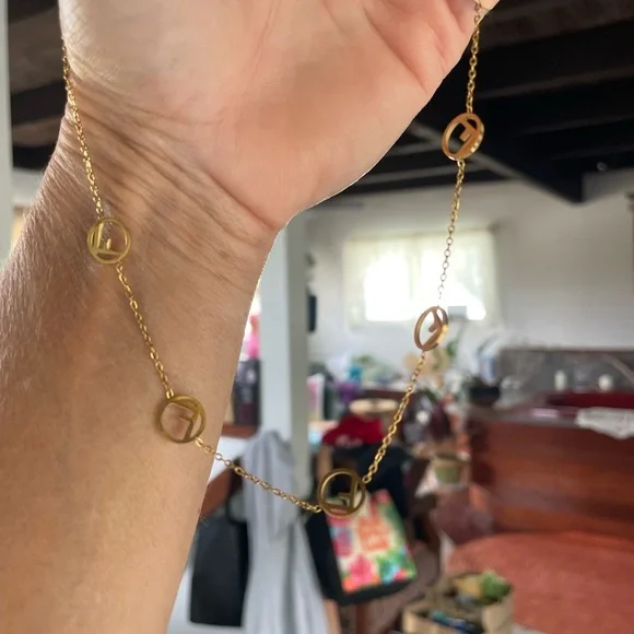 Elegant Gold Fendi Pendant Necklace - Picture 2 of 7